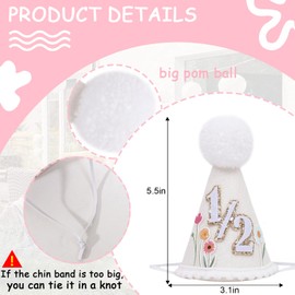 WUTKYAX Wildflowers Half Birthday Hat - Girls Hats and Decorations, Our Little Flowers 1/2 Crown, Flower Crown, Party Hat Outfit for Girls/Boys