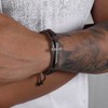 Branets Mens Leather Bracelet Bible Text Cross Bracelet Adjustable Wristband