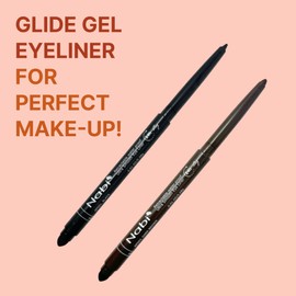 (Set of Black & Dark Brown) Waterproof Glide Gel Eyeliner Pencil, Smudge-Proof, 24H Long-Lasting, Built-In Smudger & Sharpener