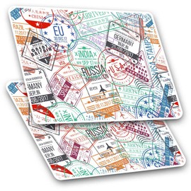 Rectangle Stickers (Set of 2) 10cm - Travel Stamps Holiday Travelling Fun Decals for Laptops,Tablets,Luggage,Scrap Booking,Fridges, 8198