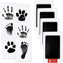 ZEPIQOR 4 Pieces Footprint Baby Handprint Baby Clean Touch Paw Print Set Dog Baby Footprint Set Footprints Baby Does Not Contact with Colour for Baby Shower Family Gift 0-3 Months