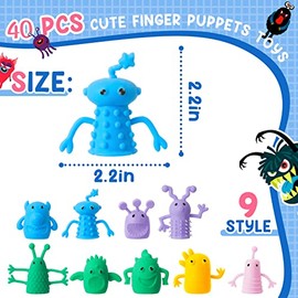Junkin 40 Lindos Juguetes de Marionetas de Dedo de Patrón de Monstruo Mini Juguete Elástico de Muñeca de Dedo de Goma Suave Set de Bromas para Recuerd