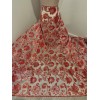 wowfabric4less123 RED GOLD WHITE Metallic Brocade ORGANZA Fabric 58” Width
