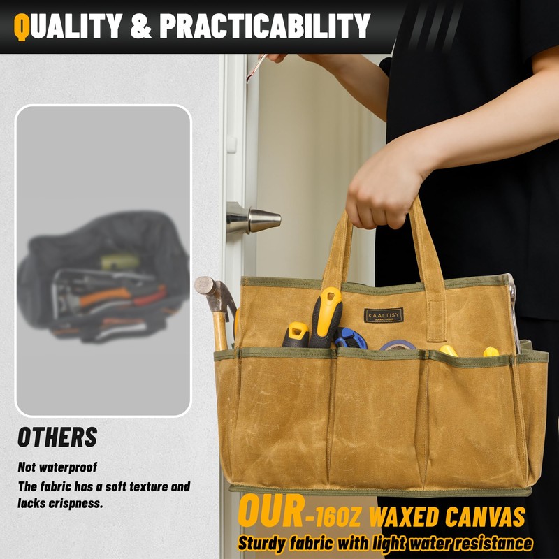 16OZ Waxed Canvas Tool Tote Bag | Large-Capacity Tool Storage