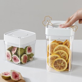 FUSAYUKI Manual Vacuum Jar With One-Button Vacuum Pump, Airtight Food Cereal Containers Storage With Lids (white-4pc)