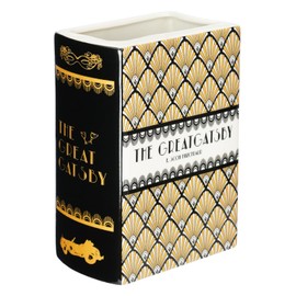 Book Vase, Ceramic Vase for Flowers, Large Book-Shaped Bookend for Book Lovers Gifts Vintage Boho Book Vases for Centerpieces Fake Books for Home Office Shelf Decor Black & Gold Flower Vases