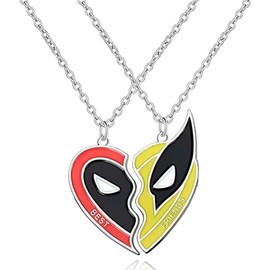 JEYORZY 2 pieces friendship necklace, half heart friendship necklace, friendship chains, best friend birthday gift, superhero styles, dead heroes mask model accessories, hanging necklace