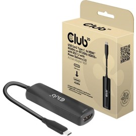 Club 3D CAC-1588 USB Gen2 Type-C to HDMI 8K60Hz or 4K120Hz HDR10+ with DSC1.2 with Power Delivery 3.0 Active Adapter M/F