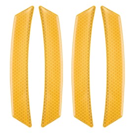 sourcing map 4pcs Car Reflective Trim Side Marker Stickers 6.6" x 1" Automotive Anti-Collision Reflector Guard Strips Car Wheel Eyebrow Bump Protector for Car SUV Pickup Truck, Yellow