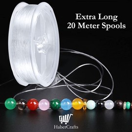 1mm Clear Elastic Thread Stretchy Elastic For Bracelet Making Bracelet Clear Elastic For Jewellery Making Elasticated String Bracelets Necklace Beading Decorations Jewellery (1mm x 20m - 1 Spool)