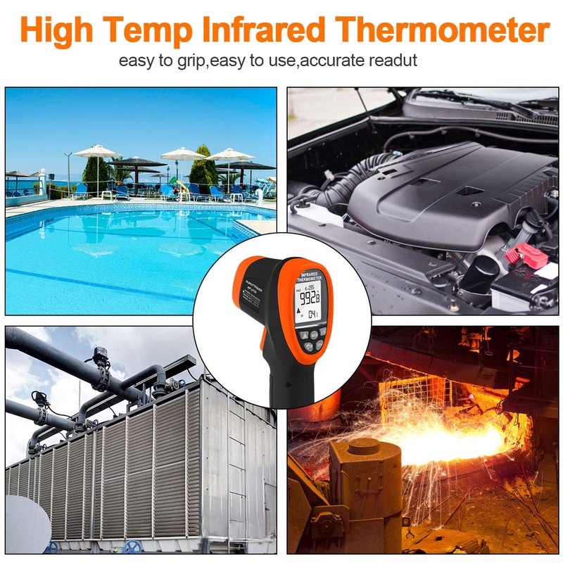 Infrared Thermometer High Temp Thermometer Pyrometer -58℉~2732℉ (-50℃ to 1500℃),
