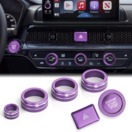 DvlynAuroa for Honda Civic Accessories 2022-2026, CRV/HRV/Acura Integra 2023-2026, Accord 2023-2025 & ADX 2025, 7PCS Aluminum Alloy Knob Cover Set (Purple) Fits 9-inch Screen with 1 Radio Knob