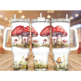 Handmade Mushrooms Stainless Steel Tumbler, 40 Oz