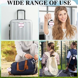 8PCS Baseball Luggage Tags for Suitcases with Black Marker, 2.75in Keychain Bag Tag PVC Name ID with Metal Ring for Men Women Travel Backpack, Schoolbag, Car Key(Baseball)