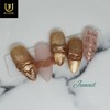 3D Gold Lettering Handmade Nail Tips - Long Ballerina /