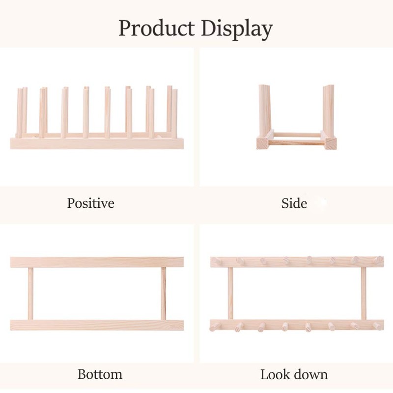 SunnyZoo 7 Slot Wooden Dish Rack Plates Holder Kitchen Storage