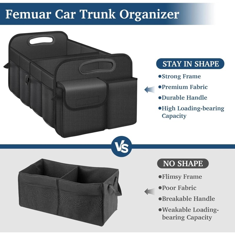 Femuar Trunk Organizer with Large Capacity Waterproof Car Accessories for