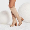 Erocalli Suede Knee-High Boots Fall Boot For Women Chunky Block