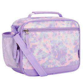 Choco Mocha Lunch Bag Children's Insulated Lunch Bag Girls Cool Bag Small Lunch Bag for School Lunch Box Bag with Shoulder Strap, Purple Tie Dye