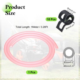 uxcell 3.3 Feet Fuel Line Hose, 3/16 Inch (5mm) ID Silicone Fuel Line with 10pcs Hose Clamps, Petrol Gas Tube for Motorcycle, Dirt Pit Bike, ATV, Snowmobile, Pink