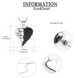 QGJNSGC Heart Urn Necklace for Ashes, Cremation Jewellery for Women and Men, Angel Wings Heart Keepsake Pendant for Memorial Locket Ash Holder, Stainless Steel
