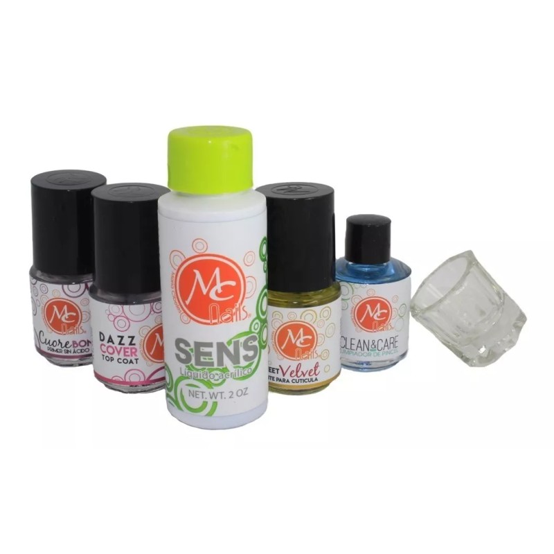 M&C Kit De Uñas Acrilico Mc Nails Grande 16 Pzs