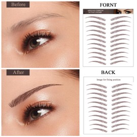10 Sheets 110 Pairs 4D Hair-Like Waterproof Eyebrow Tattoos, Brown Tattoo Eyebrows Sticker Pairs, Temporary Brow Tattoos Grooming Shaping Stickers in Arch Style for Women Brown10