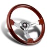 Up_Gear_Performance Universal 350MM 6-Hole Class Dark Wood Grip Chrome 3-Spoke