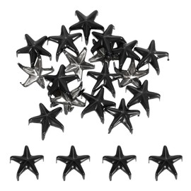 sourcing map 50Pcs Metal Star Studs Claw, 10mm 5-Claw Punk Studs Rivets Spikes Nail Head Leather Rivets for DIY Crafts Clothing Leathercraft Bag Shoes, Black