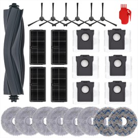 26Pcs Replacement Parts for Dreame L10s Ultra Gen2/L40 Ultra/X30 Ultra/X40 Ultra Vacuum Cleaner Accessories Kit,1 Main Brush,4 HEPA Filters,8 Mop Pads,6 Dust Bags,6 Side Brushes，1 Cleaning Brush
