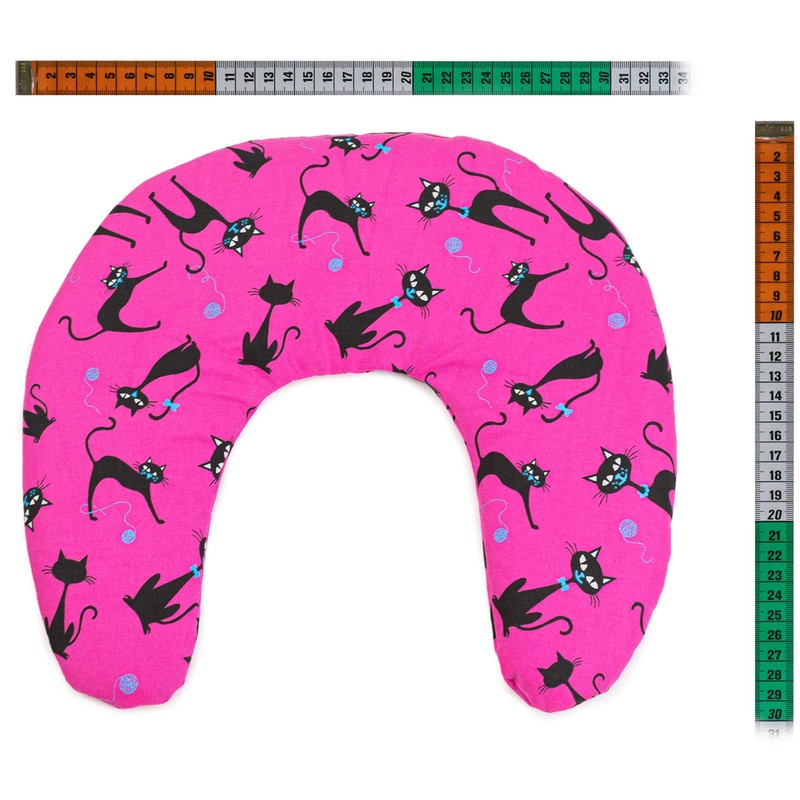 Cherry Stone Neck Pillow 30 x 33 cm Cat Pink