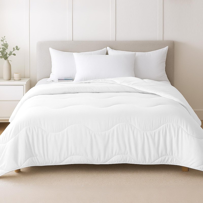 MEELUS Lightweight Comforter Cooling White, All Season Duvet Insert Breathable