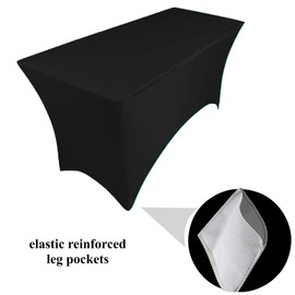 pod linen spandex stretch cover tablecloth for 4ft foot table 120x75x75 (white)