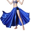 MUNAFIE Belly Dance Skirt Two Side Slit Satin Skirt Dark