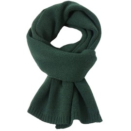 amokk Solid Winter Scarf for Girls Women Cold Weather Fashionable Knit Scarves (Dark Green)