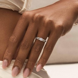 MILACOLATO Women's 925 Sterling Silver Ring Adjustable Silver Ring Classic Rounde Cubic Zirconia Engagement Wedding Eternity Promise Thumb Ring Silve Ring for Women