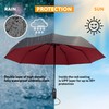 PUREVACY Windproof Travel Umbrella. Red Black Double-Layered Teflon Coated Umbrellas