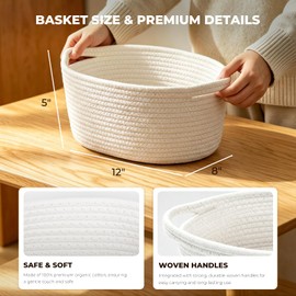 8 Pack Small Woven Baskets, 12"x 8"x 5" Empty Gift Baskets with Gift Bags and Bows, Gift Baskets for Christmas Mother's Day, Baby Showers, Birthdays, Raffle Storage Basket with Handles, White