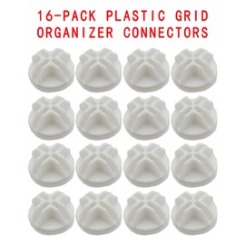 Joyangy 16-Pack Plastic Grid Organizer Connectors for Modular Closet Storage and Metal Grid Shelving Units, White Wire Cube Connectors with 1.42" OD and 0.16" ID Perfect Fit