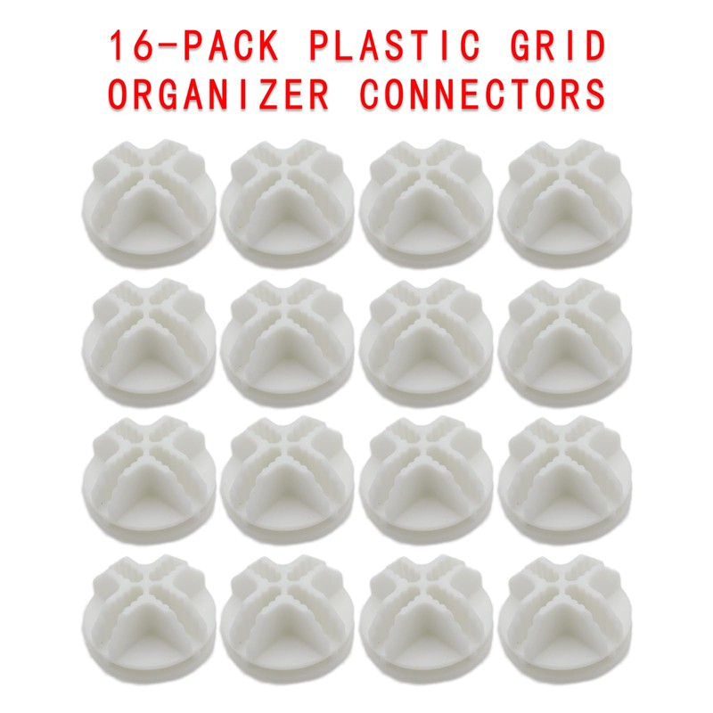 Joyangy 16-Pack Plastic Grid Organizer Connectors for Modular Closet Storage