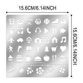 ORIGACH 15.6x15.6cm Daily Theme Metal Stencil Work Sports Travel Rest Element Reusable Journal Stencils Template for Scrapbooking, Wood Carving, Pyrography, Engraving