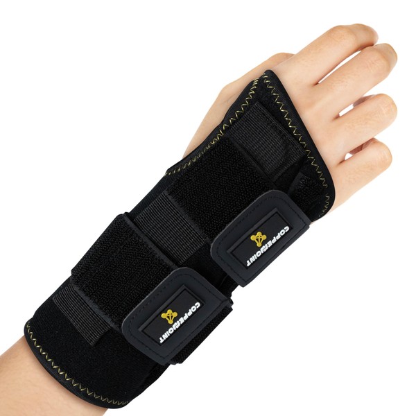 CopperJoint Wrist Brace for Carpal Tunnel - Wrist Support & Hand Brace for Sprains, Injuries, Post-Op Care - Tendonitis Wrist Brace - Copper Infused for Faster Healing & Support - Left