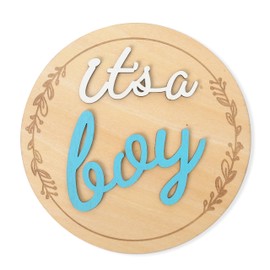 Gender Reveal Wooden Sign，Baby Announcement Plaque，It's A Boy/Girl Photo Prop，Baby Shower Wooden Sign，Baby Announcement Photo Prop，Wooden Birth Announcement Sign，Baby Gender Reveal Prop (Blue)