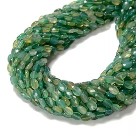 Unbranded Green Agate Faceted Oval Beads Size 5x7mm 15.5'' Strand