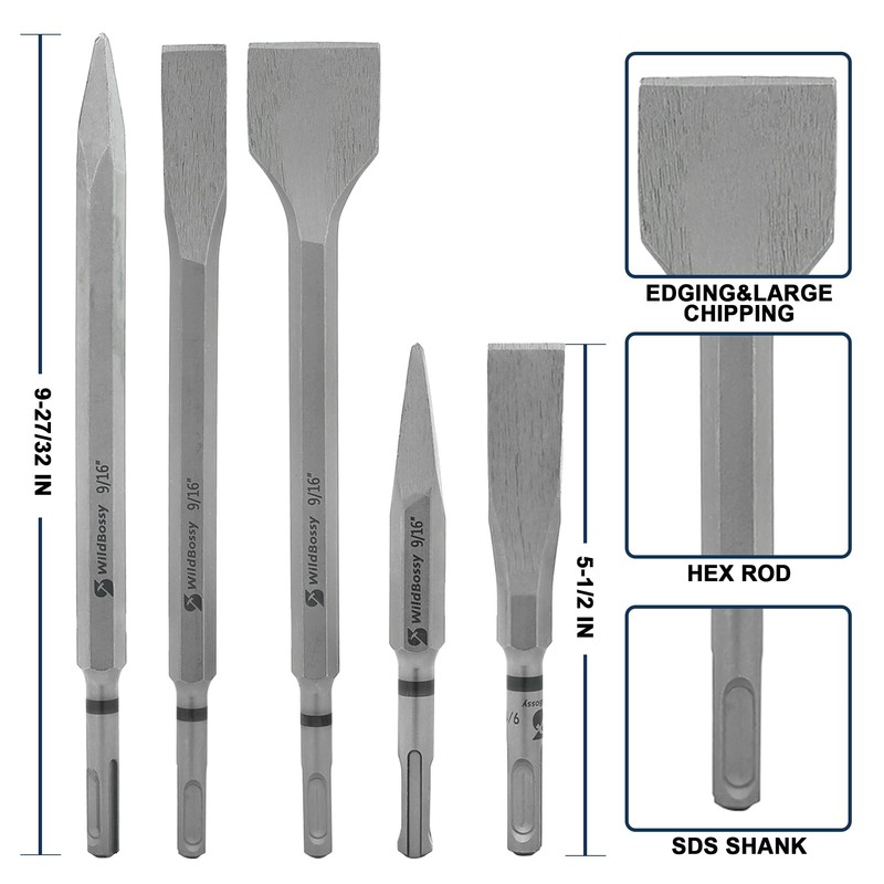 Rotary Hammer Drill Bits Set & Chisels- SDS Plus 17PCS