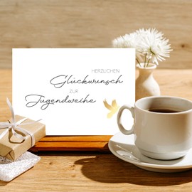 1 premium card for youth dedication + 1 natural envelope, elegant greeting card (designer paper), folding card, congratulations, 10.5 x 14.8 cm