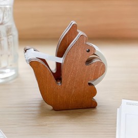 ROLUXENTIA Clear Tape Dispenser - Wooden Squirrel Cute Design for Office & School Desktop - 1/2" x 250 in Tape Included