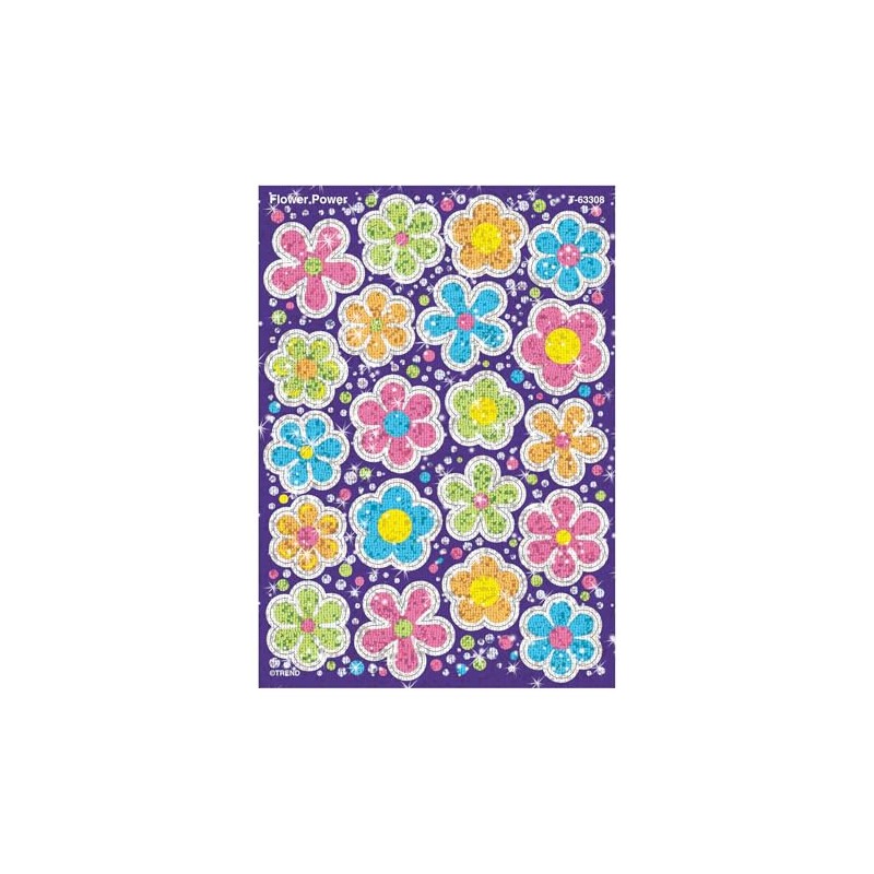 Trend Flower Power Large Sparkle Stickers, Classroom Incentives, 40 Count