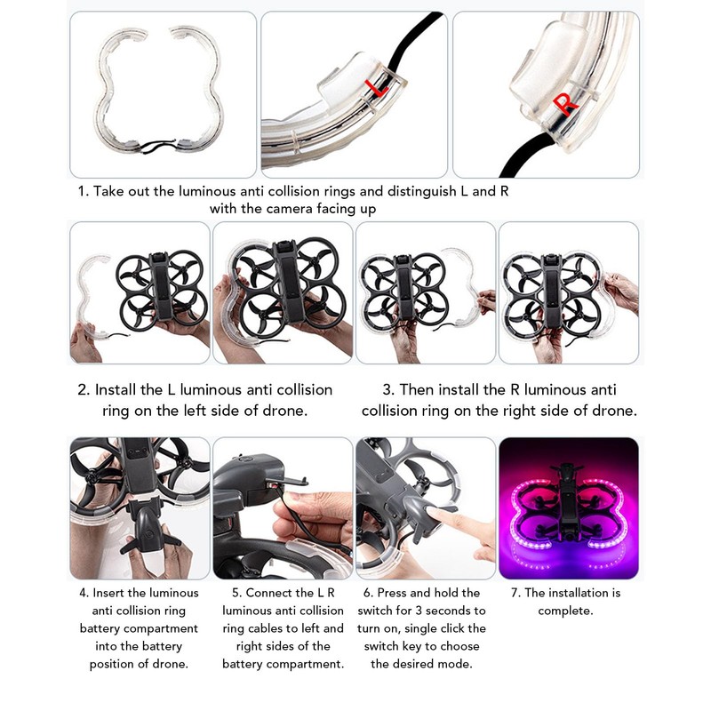 Propeller Guard Bumper, RGB Luminous Protector Bumper Ring Compatible for