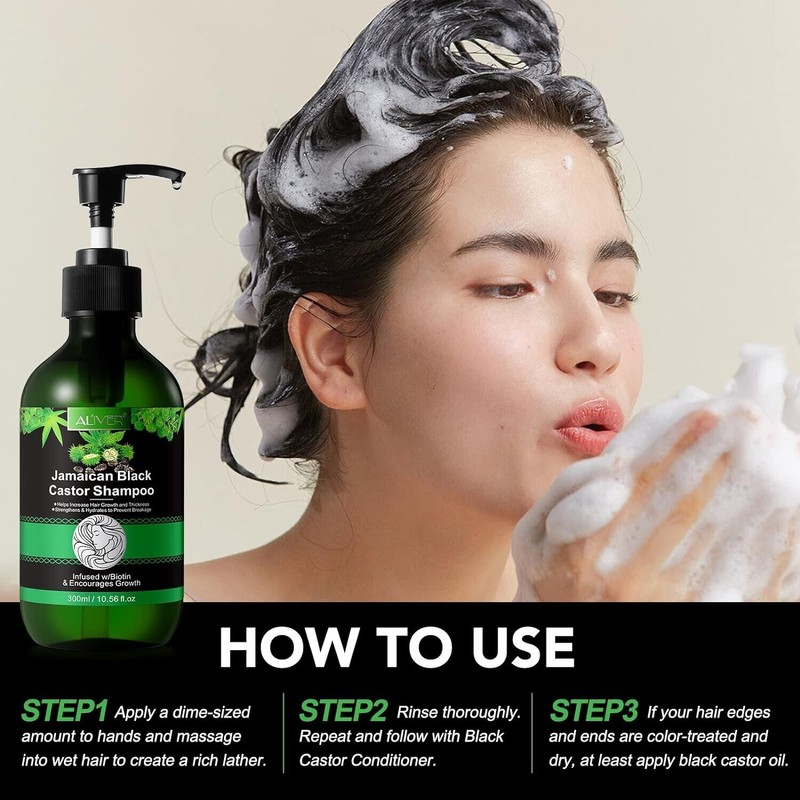 ALIVER Jamaican Black Castor Oil Shampoo and Conditioner Set Curly